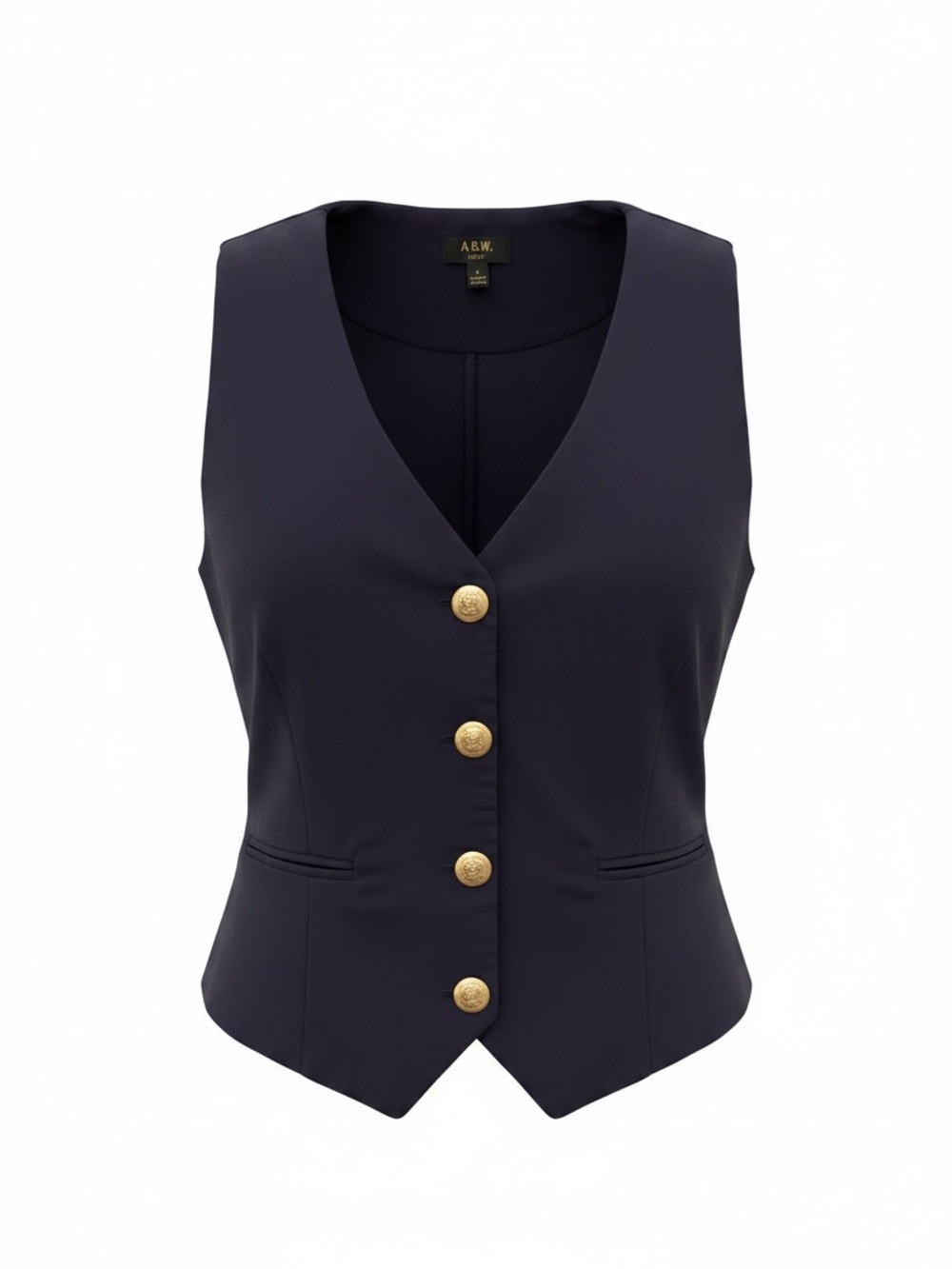 A.U.W. Women's Dark Blue gold Buttoned Vest size large